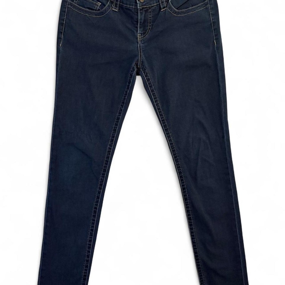 Daytrip Scorpio Skinny Jeans Navy Blue Embroidered Pocket Womens 28R Y2K Denim - Picture 2 of 8